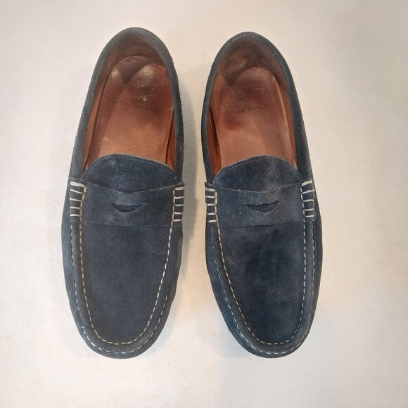 Allen Edmonds Mens 10 Shoes Blue Suede Penny Loafer Driver Casual Preppy Slip On main image 6